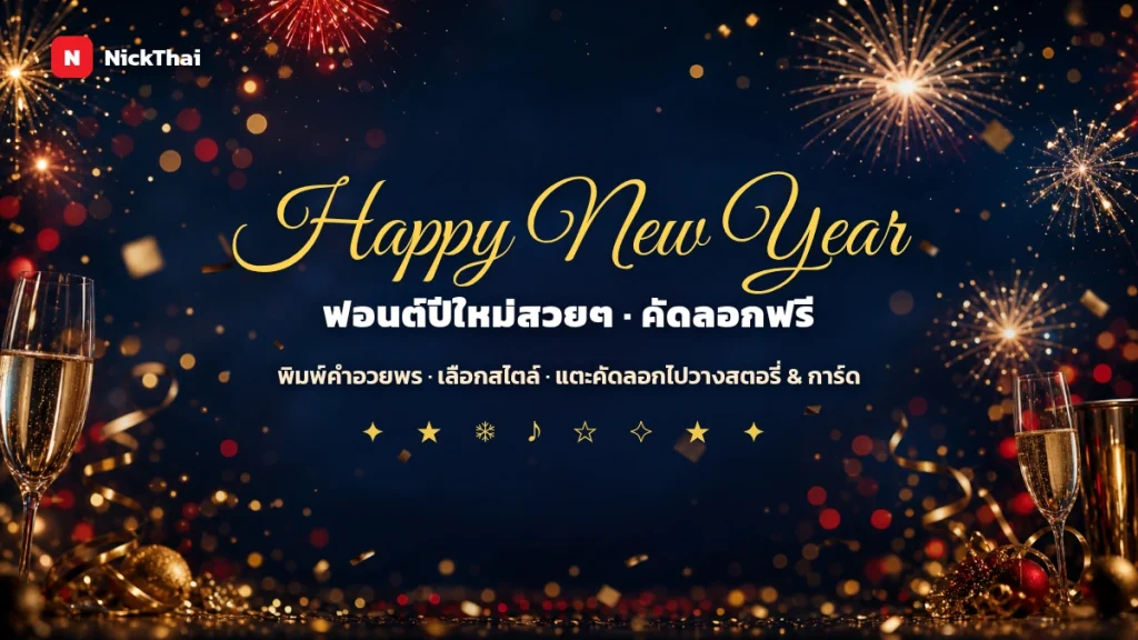 ฟอนต์ Happy New Year สวยๆ — รวมตัวเขียนคำอวยพรปีใหม่ คัดลอกได้